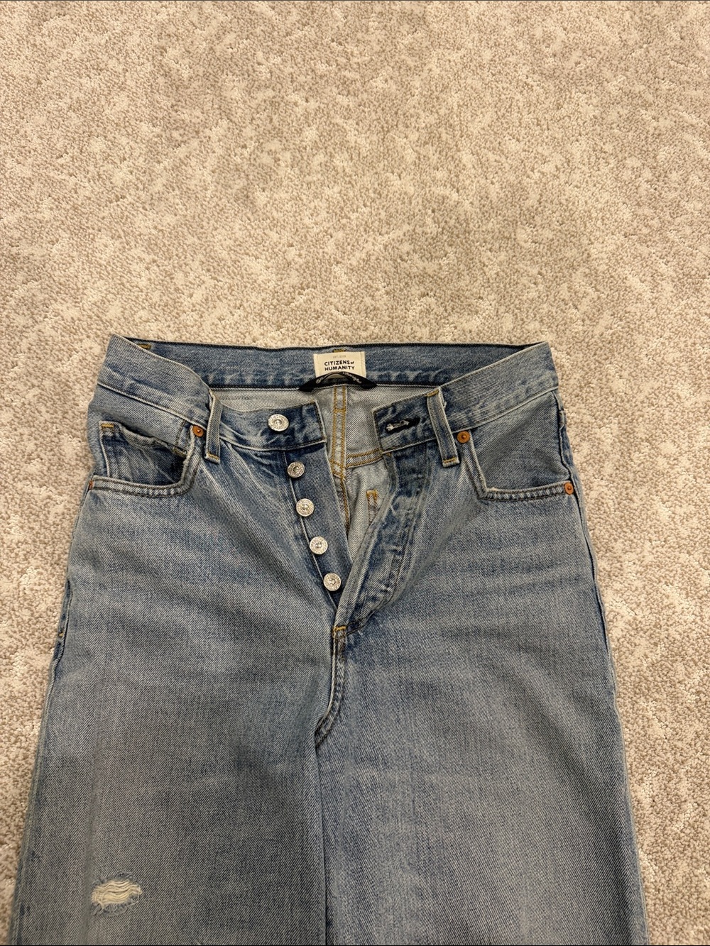 Citizens Of Humanity High-Rise Button-Fly Medium Wash Jeans